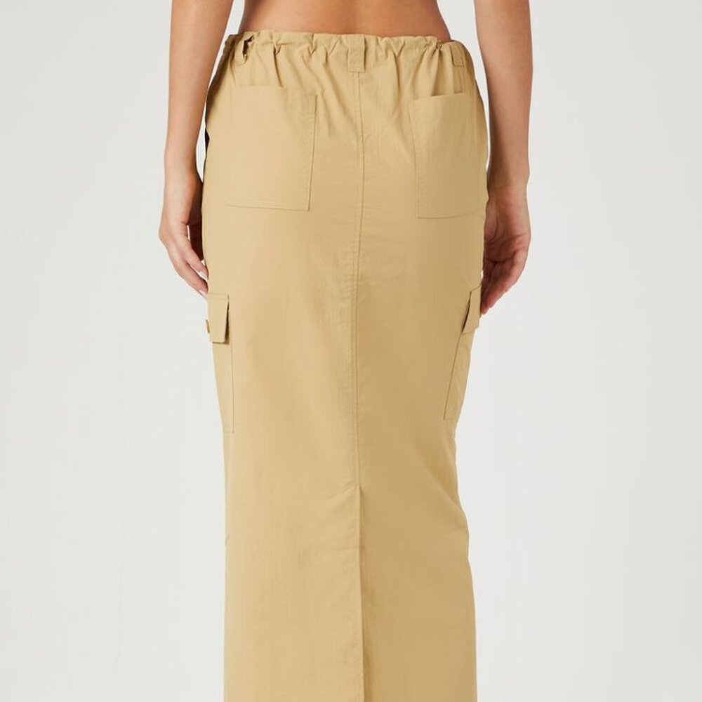 Twill Toggle Drawstring Midi Skirt Forever 21